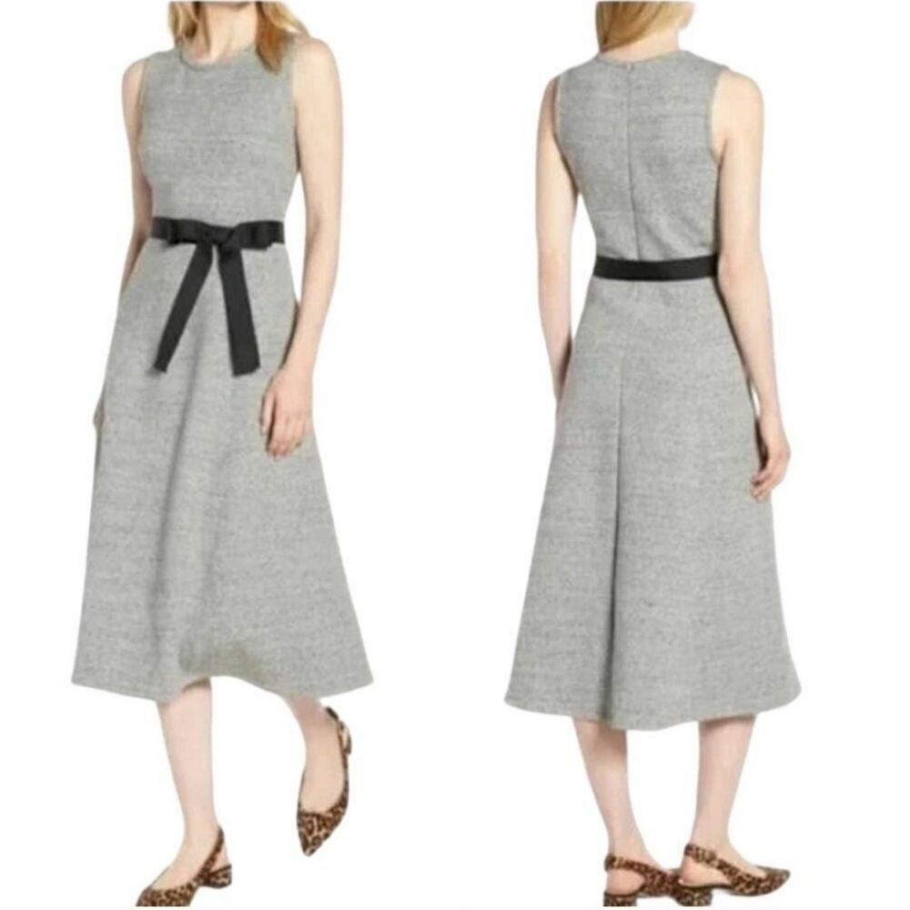 J. CREW Gray A-Line Midi Sleeveless High Neck Dress - Size 6 - Picture 2 of 11